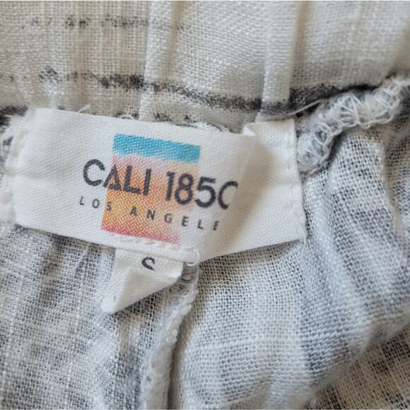 Cali 1850 Casual Linen Pants Smocked Waist Size Medium Gary White - Picture 8 of 10